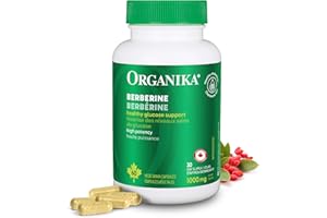 Organika Berberine - High Potency 1000mg per Day, Cholesterol and Glucose Metabolism Support, Helps Maintain Cardiovascular H