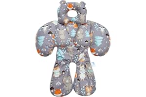 REFLYAWAY Baby Head Neck Support for Newborn, Infant Car Seat Insert, Toddler Stroller and Carseat Sleeping Cushion, 2-in-1 Body Ultra-Soft Comfort Support