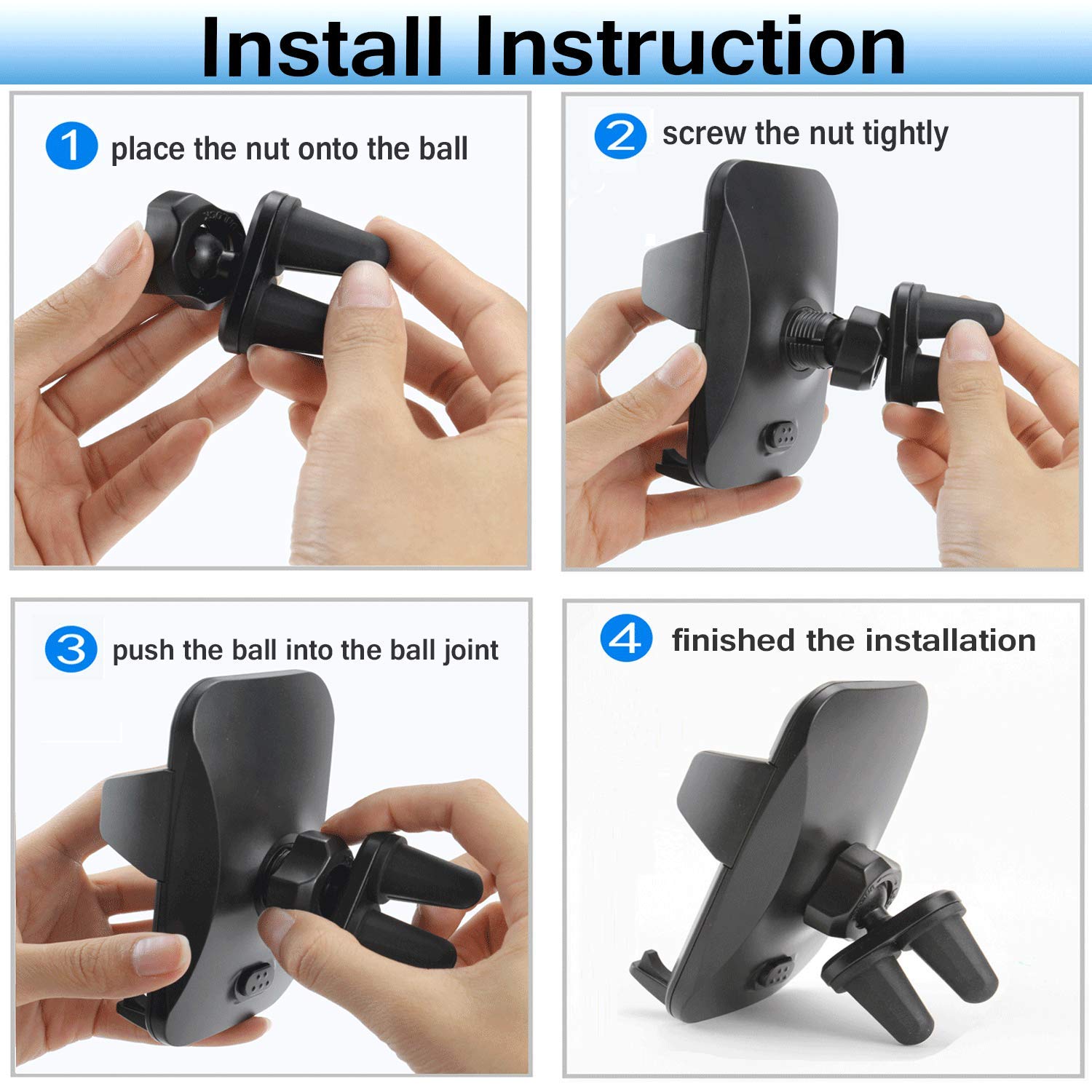 Babacom Supporto Auto Smartphone 360 Gradi di Rotazione [Versione Migliorata 2 Clip] Porta Cellulare da Auto Compatibile per iphone11 PRO X Samsung Xiaomi Huawei