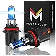 Mega Racer 9007/HB5 Halogen Headlight Bulbs - 100W/80W 5000K Daylight White for Hi/Lo Beam Replacement IP68 Waterproof Rating PX29t Base, Pack of 2