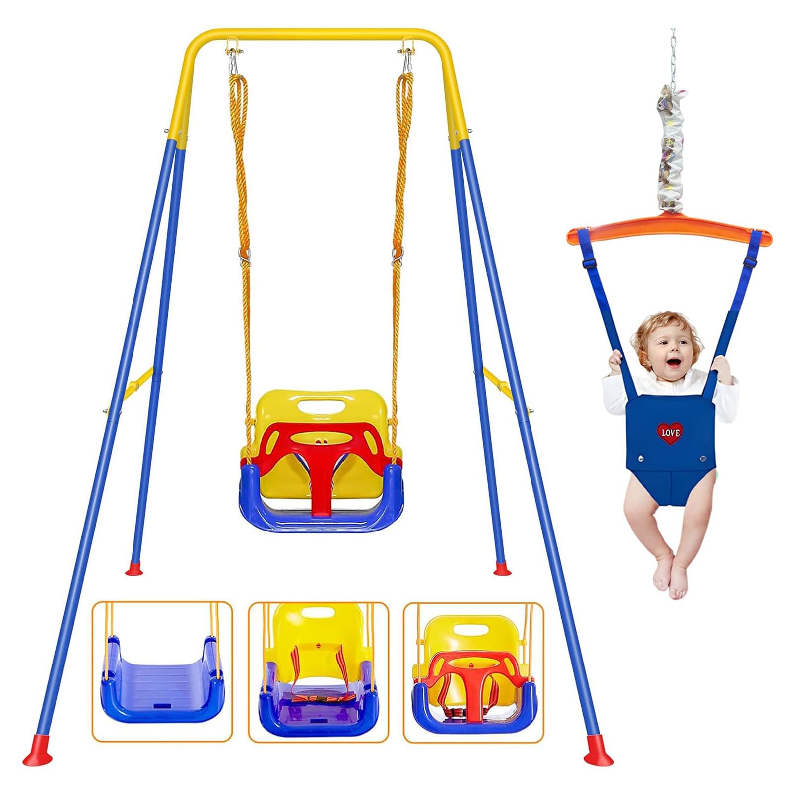 2 in 1 Toddler Swing ＆ Jumper, Swing Set for Indoor/Outdoor, Baby Jumpers and Bouncers, Easy to Assemble & Store, Suitable for Children — image 1