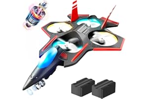 BEZGAR Brushless RC Plane with Camera | 2.4GHZ Remote Control Airplane, 6-axis Gyro Drones for Kids, RC Helicopter, 360°Flip Jet Fighter for Beginners with LED Navigation Lights and Two Batteries