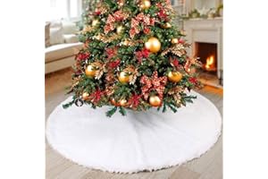 YEAHOME Christmas Tree Skirt, 48 Inch White Soft Faux Fur Tree Skirts Plush Christmas Decorations, White Ornaments Christmas Tree Skirts Xmas Decorations Indoor Holiday Party Decor