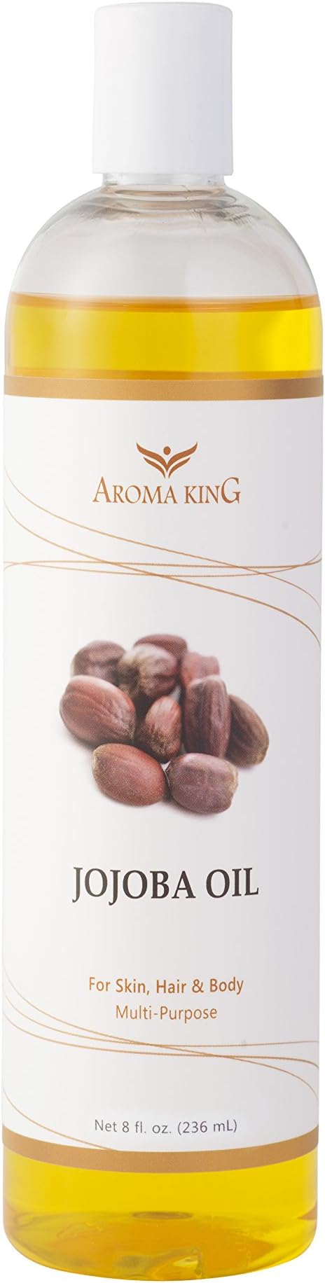 Jojoba Oil 100% Pure Natural Organic Golden Jojoba Oil, Amber Bottle Includes a Dropper by Aroma King - 100% Pure Moisturizing Oil (8 Oz)