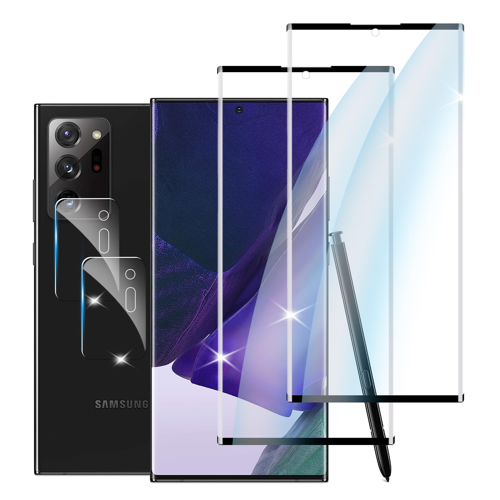 Photo 1 of ?2+2 Pack? Designed for Samsung Galaxy Note 20 Ultra Screen Protector , 3D Curved, Screen Protector Galaxy Note 20 Ultra Tempered Glass cell Phone Film HD Clear and (2 Pack) Camera Lens Protector