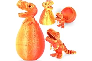 ISFOFO 3D Printed Dinosaur Dragon Eggs, Full Articulated Crystal Dragon Fidget Toys (Gold-red)