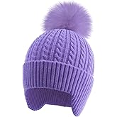 BAOPLAYKIDS Kids Knit Winter Hats Skiing Beanie Caps with Earflap for Girls Boys Age 3-14