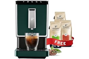 Tchibo Automatic Espresso & Coffee Machine Bundle with Built-in Grinder, Comes With 3 x 12 oz. Bags of Whole Bean Coffee, Green