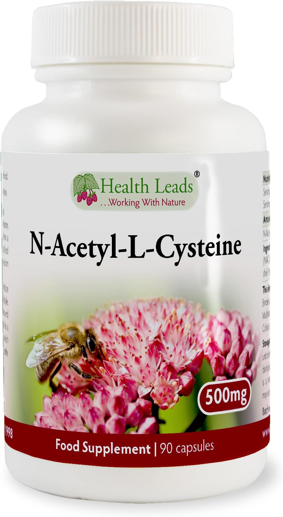 Health Leads N-Acetyl-L-Cysteine 500mg 90 Capsules - No Magnesium Stearate