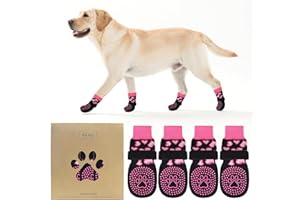 KOOLTAIL Anti Slip Dog Socks to Prevent Licking Paws,Dog Shoes for Hot Pavement & Hardwood Floors,Durable Soft Double Sided Grippy Socks for Small Medium Large Dogs, Traction Control for Senior Dogs