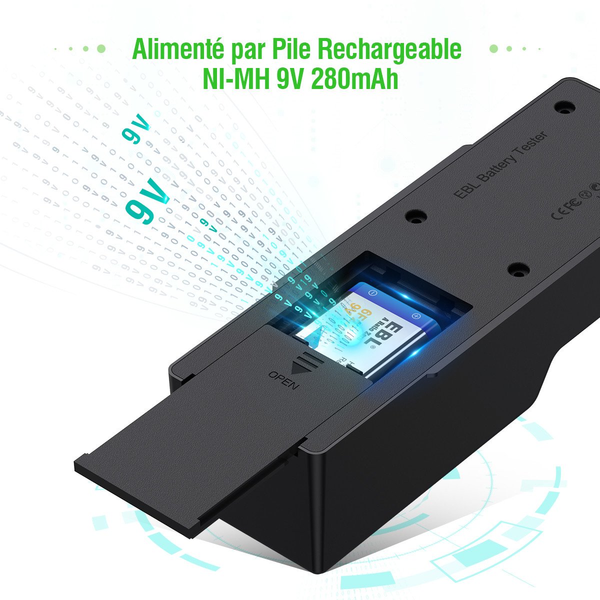 EBL testeur de Pile Universel pour AA AAA 9V Piles de Ni-MH Li-ION Ni-MH Alcaline