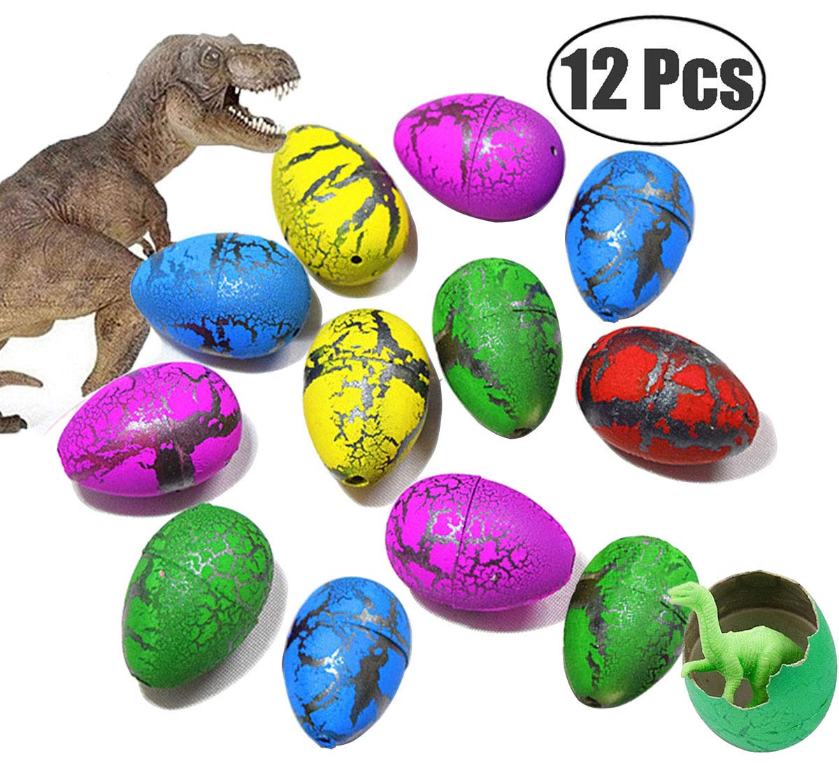 12 Pcs Hatching Dragon Egg Toys for Kids Colorful Crack Dinosaur Eggs Toy as Party Filler