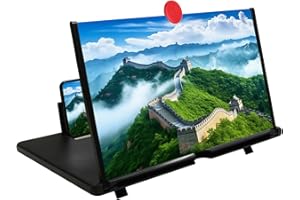 Phone Screen Magnifier, Screen Amplifier 3D HD Screen Projector with Foldable Stand, Phone Screen Magnifier for Watching Movi