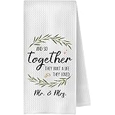 ChenCraty Mr and Mrs Kitchen Towels, Best Wedding Gifts Dish Tea Towels for Kitchen Decor, for Couple Decorative Hand Towel for Bathroom, 16x24 Inches