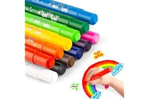 MayMoi Washable Tempera Paint Sticks | Non-Toxic, Quick Drying & No Mess Paint Sticks for Kids, Best Art Birthday Gifts for Kids (12 Colors)