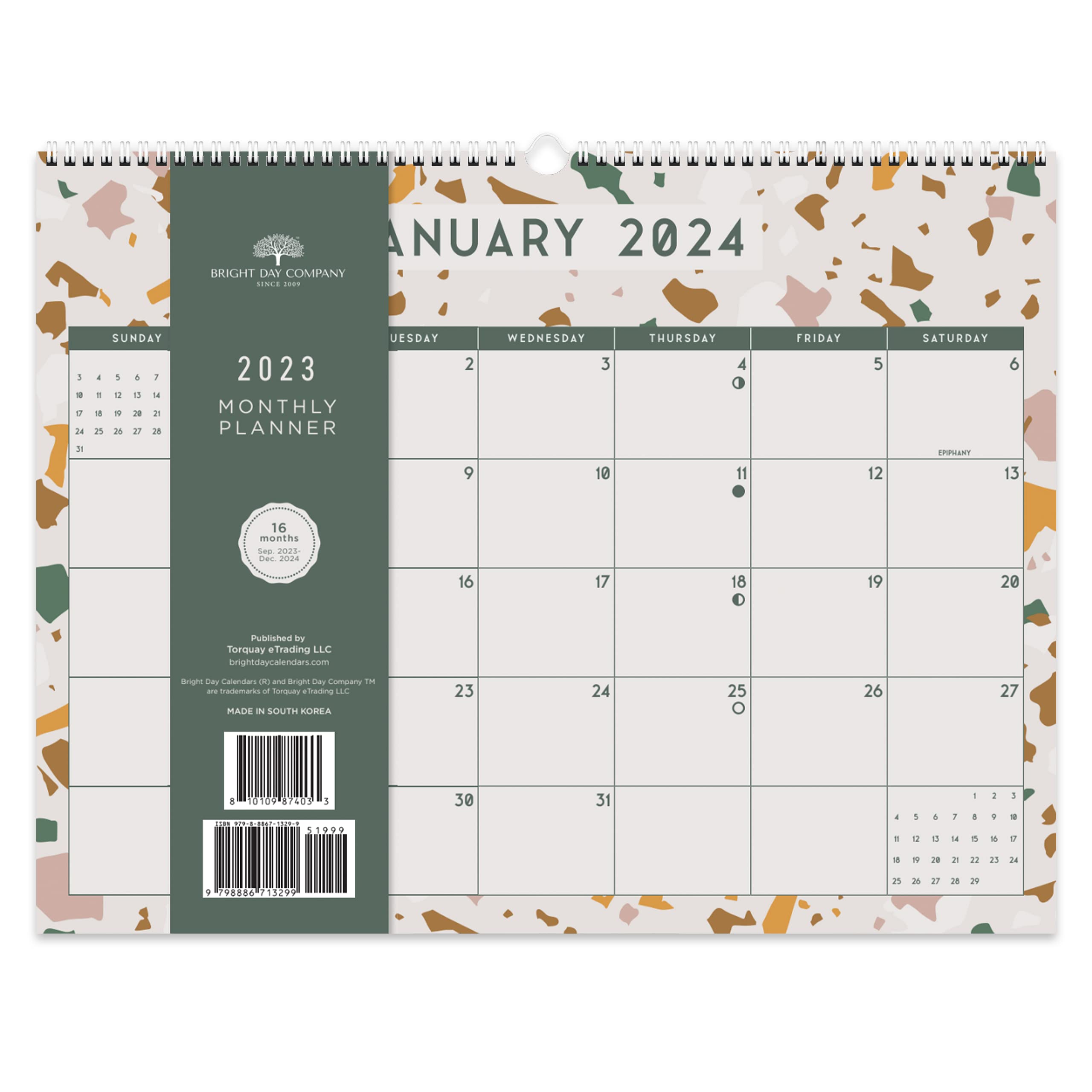 2024 Speckles Spiral Weekly Calendar by Bright Day July 2023-December 2024