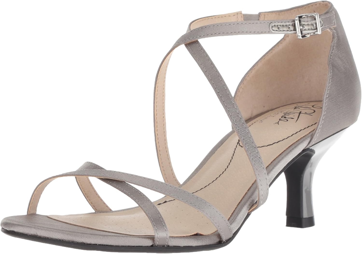 Amazon.com | LifeStride Women's Flaunt Heeled Sandal, Pewter, 9.5 M US | Heeled Sandals