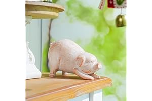 Sungmor Rustic Cast Iron Pig Figurines - Farmhouse Animal Statues for Home Decor, Shelf Accents, Paperweights, or Door Stops - Vintage Style Collectible Ornaments - Stretching Pig Statue
