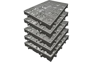 LXSEHN Plastic Pallet, 5pcs 23.6x15.7x2IN Grey Waterproof Storage Grid Pad, Lightweight Nestable Floor Pallets, HDPE Breathable Grids Article Racks for Garage Supermarket Basement