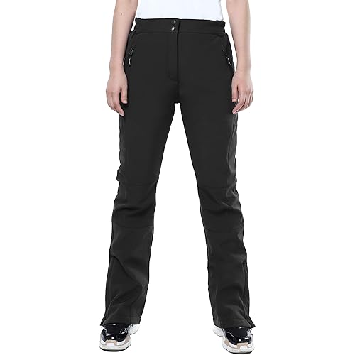 Outdoor Ventures Women's Snow Pants Waterproof Windproof Outdoor Fleece Lined Softshell Insulated Ski Pants with Boot Gaiters