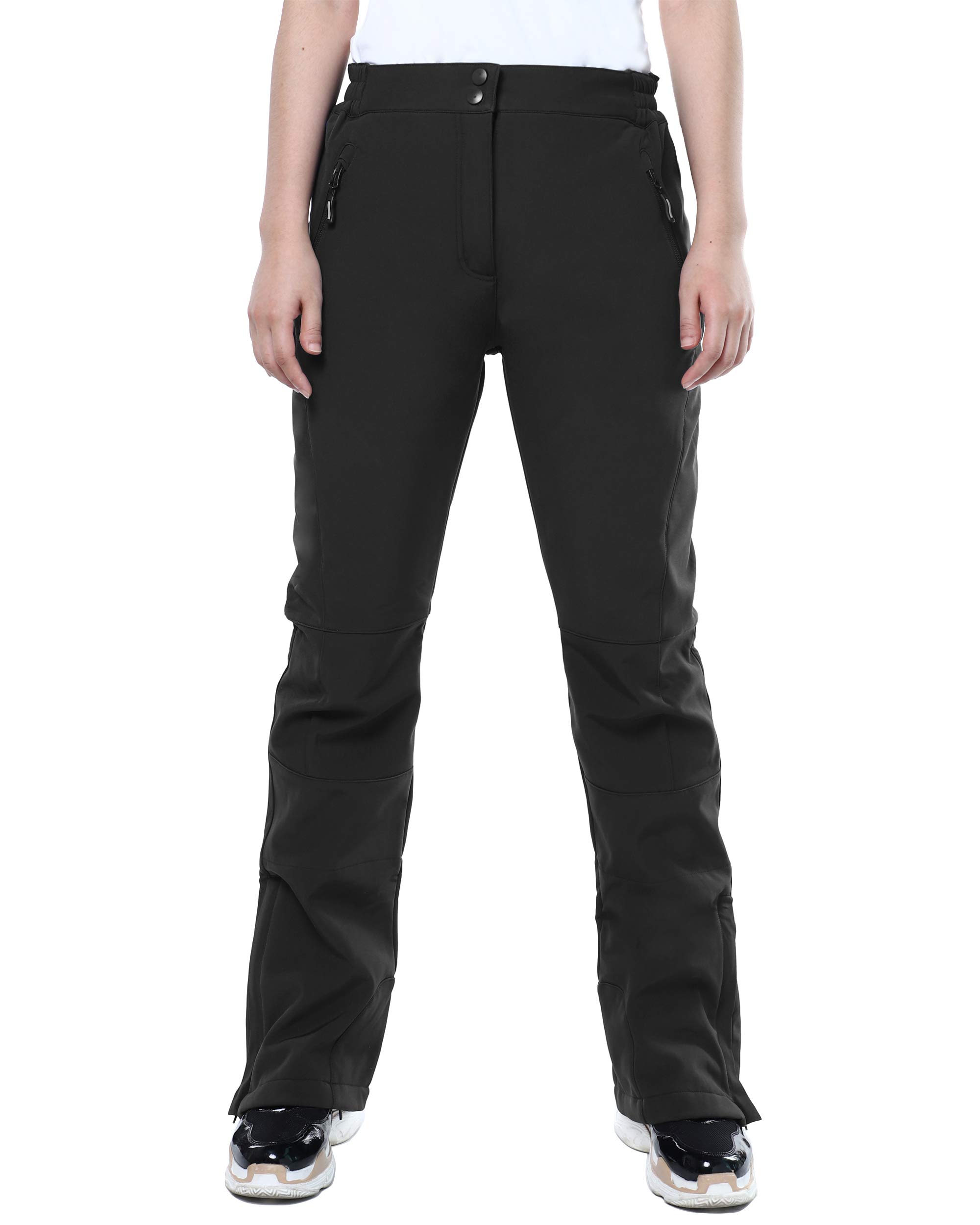 Outdoor Ventures Women's Snow Pants Waterproof Windproof Outdoor Fleece Lined Softshell Insulated Ski Pants with Boot Gaiters