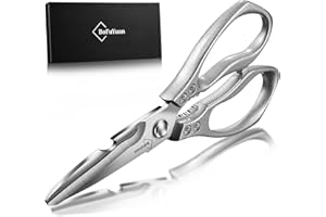 BoFuYuan Kitchen Shears for Food Heavy-Duty: Multipurpose Kitchen Shears for Cutting Chicken, Bone, Meat, Food, (9'' Silver)