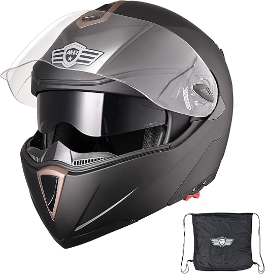 Ahr full face flip up modular motorcycle helmet dot approved dual visor motocross color opt Clearance