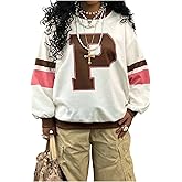 SHENHE Women's Y2k Oversized Sweatshirt Crewneck Color Block Graphic Fall Sweatshirt Pullover