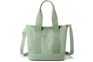 MINGRI Canvas Tote Bag for Women,Tote Bag with Zipper,Everything Tote Bag Purse Travel Tote Bag with Compartment,2 Sizes