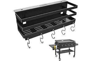 RUSFOL Upgraded Stainless Steel Griddle Caddy for 28"/36" Blackstone Griddles, with a Allen Key, Space Saving BBQ Accessories Storage Box, Free from Drill Hole&Easy to Install