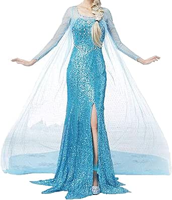 NIYIGEJI Women Halloween Cosplay Frozen Elsa Princess Costume Girls Fancy Party Dress Up