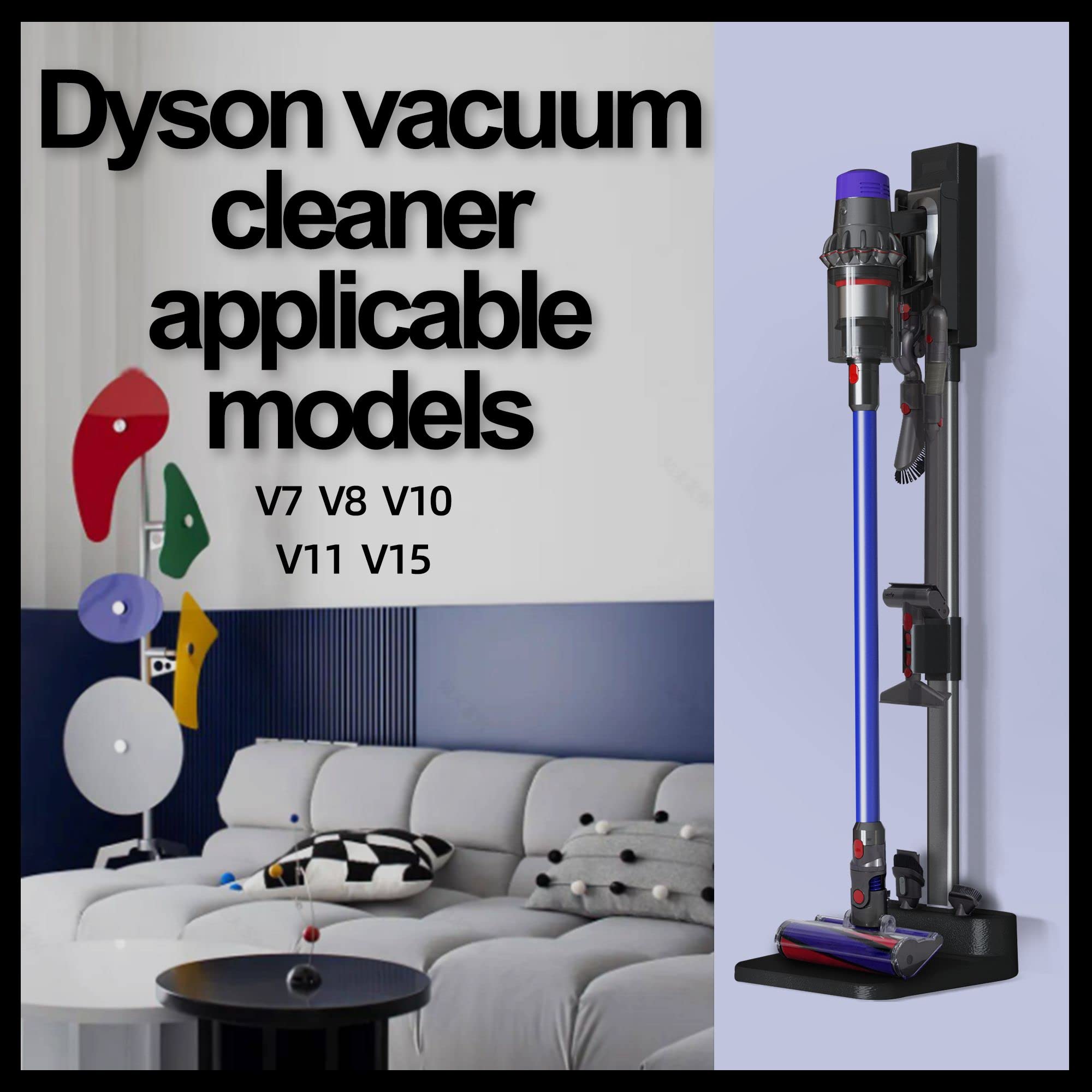 Vacuum Stand for Dyson, Stand-Storage-Holder-Station-Docking, Compatible with Dyson V6 V7 V8 V10 V11 V15 SV18 SV21 Cordless Vacuum Cleaners, with 6-8 Accessories Storage Space