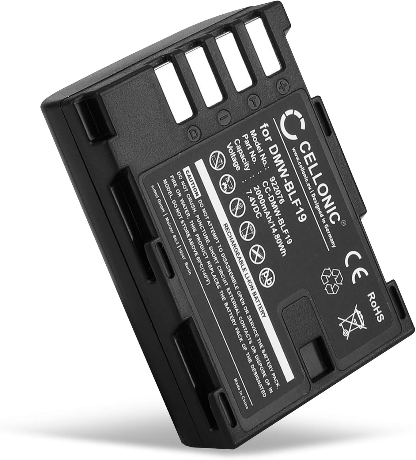 CELLONIC, Battery for Camera compatible with Panasonic Lumix DC-GH5, DC-G9, DMC-GH4 (7.4V, 2000mAh), Black, 1x Battery 2000mAh