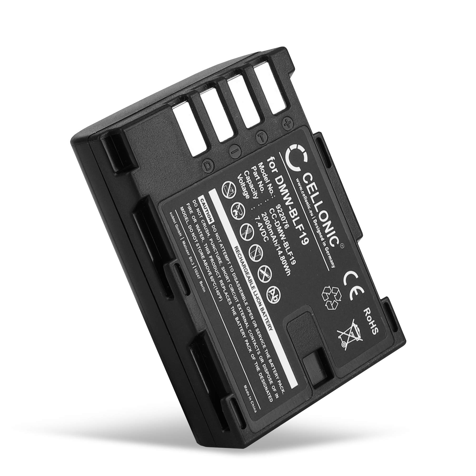 CELLONIC, Battery for Camera compatible with Panasonic Lumix DC-GH5, DC-G9, DMC-GH4 (7.4V, 2000mAh)