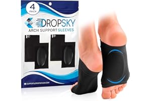 DROPSKY Arch Support, Flat Feet Arch Support Women and Men- Plantar Fasciitis Support Brace, Compression Arch Supports- Foot Arch Support for Flat Feet and Pain Relief, Arch Support Bands- 4 pieces, Black FSA