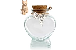 COSOWO Dog Fur Keepsake Bottle, Pet Hair Memorial Glass with Heart Shape & 2 Silver Accessories Pet Memorial Urn for Dogs & Cats, Pet Hair Keepsake, Heart Shape
