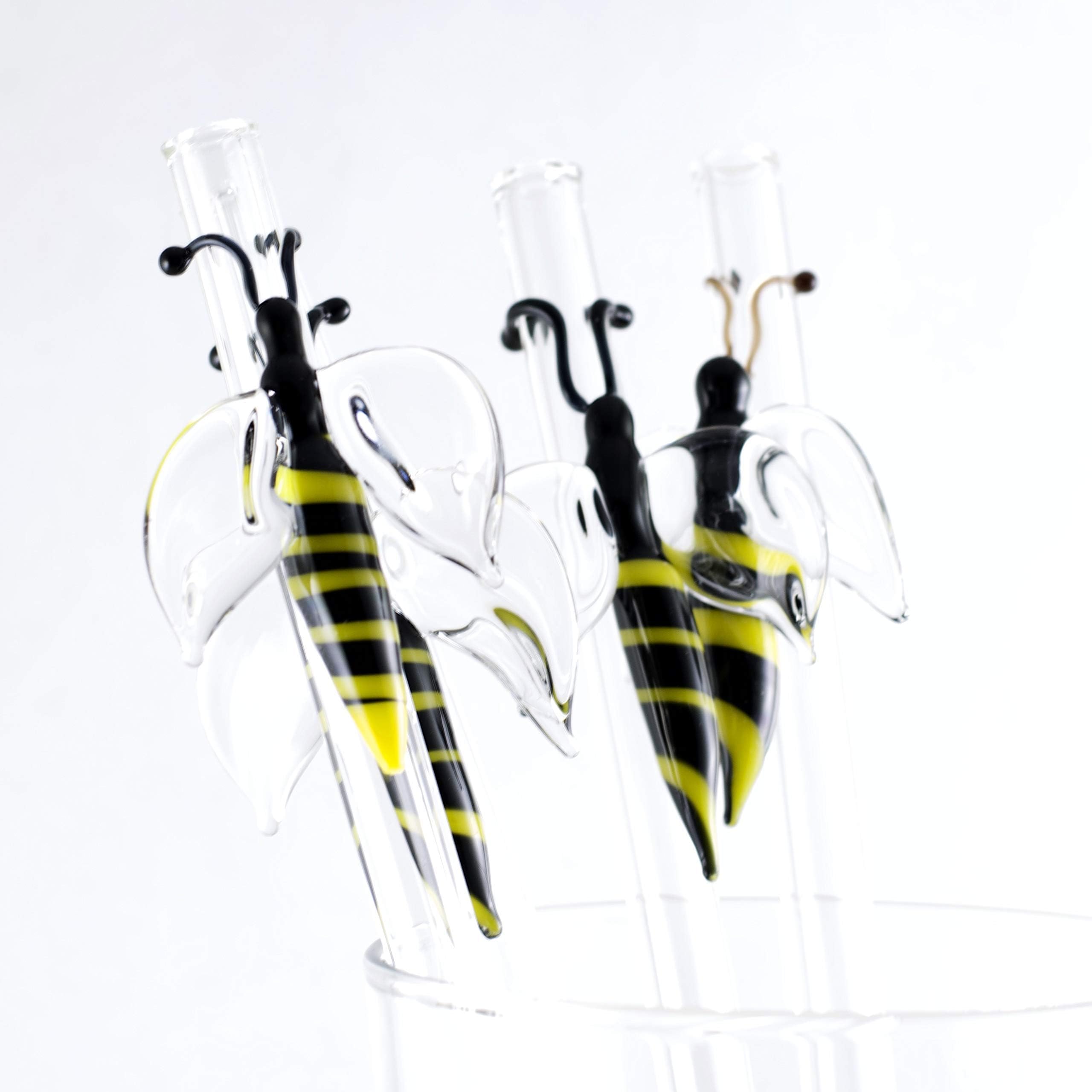 FBG Honey Bee Glass Drinking Straw 9" Dishwasher Safe, Made in the USA and Perfect for 12-16oz Glasses