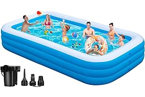 MILAOSHU Inflatable Pool Large - 130'' X 72'' X 22'', Oversize Blow Up Pool with Pump, Thickened 0.6mm Adult Pools for Family, Big Swimming Pool for Outdoor Backyard Garden Summer