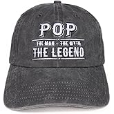 Pop Gifts Embroidered Cap, Funny Grandpa Gifts for Men, Adjustable Hat Gifts Accessory for Birthday & Christmas Grey