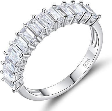 Newshe Eternity Rings For Women Engagement Wedding Bands Sterling Silver 1 3ct Cz Emerald Size 10 Amazon Co Uk Jewellery
