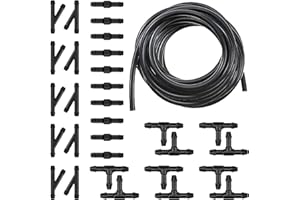 Tesnaao 30 PCS Car Windshield Washer Hose Kit, 13.1Ft Washer Fluid Hose & T-type Y-type I-type Hose Connector, Connect Water Pump and Nozzle Mounting Kit, Universa Replace Accessories for Car (Black)