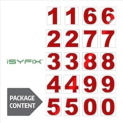 iSYFIX Reflective Red Vinyl Numbers Stickers