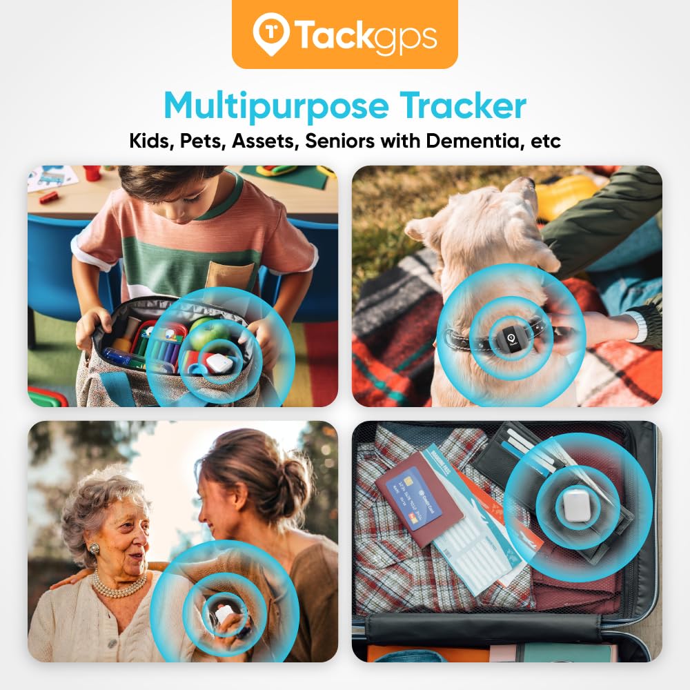 Tack GPS [Lowest Monthly fee| 30 Days Battery Life| FCC Certified] -Child, Kids, Pet, Dog, Cat, Elderly, Alzheimer, Car, Vehicle, Bike, Personal Tracking Device. GPS +WiFi +Cellular