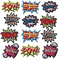 Qingxii Decorr 12pcs Assorted Pow Bam Wow Letter/Alphabet Sewing on/Iron on Embroidered Patches Clothes Dress Hat Pants Shoes Curtain Sewing Decorating DIY Craft Embarrassment Applique Patches