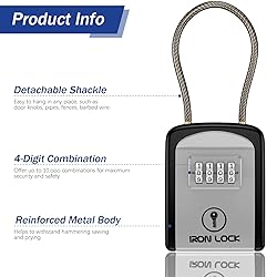 Iron Lock® - Key Lock Box Portable with Removable