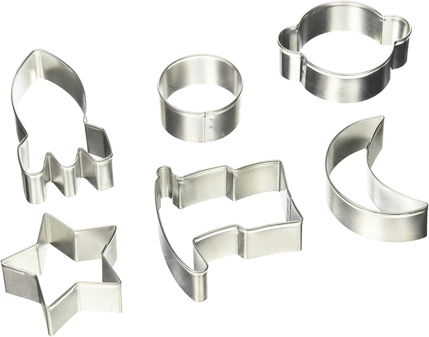 Anniversary House Space Tin-Plated Cookie Cutter Set, Silver, Ranging from 7 - 10cm (2.75 - 4") - Image 3