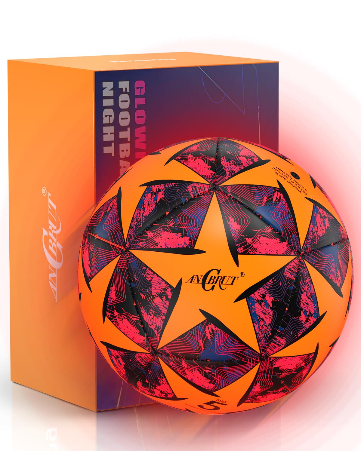 Photo 1 of ANCBRUT Light Up Soccer Ball Glow in The Dark Size 3/4/ 5 Indoor&Outdoor Sports Gifts Birthday Ideas for 3-15+ Boys, Girls, Teens with Pre-Installed Batteries & Pump (Size 5 Soccer Ball)