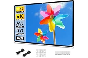 Taotique Projector Screen 72 inch, Movie Projector Screen 16:9 HD Foldable and Portable Anti-Crease Indoor Outdoor Projection Double Sided Video Projector Screen for Home, Party, Office, Classroom