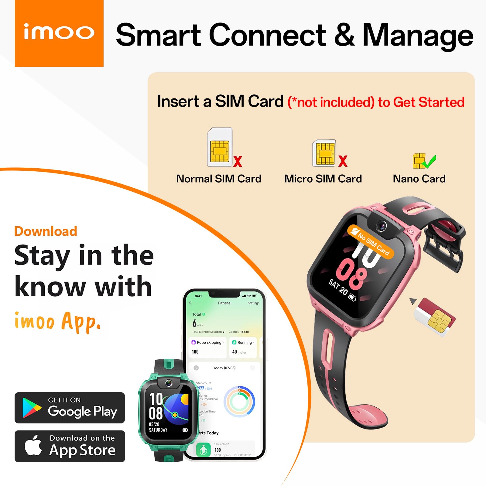 imoo Z1 Kinder-Smartwatch, 4G Anrufe Watch, IPX8 Wasserbeständigkeit, 1,3 Zoll, Frontkamera 2 MP, Schrittzähler, Lange Akkulaufzeit, Klassenzimmermodus (Rosa) 8