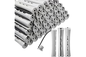 WILLBOND 60 Pcs Short Perm Rods Natural Hair Perm Rods with Elastic Rubber Band Non Slip Plastic Perming Cold Wave Kit for Women Hairdressing Styling Tool(0.59 Inch,Gray)